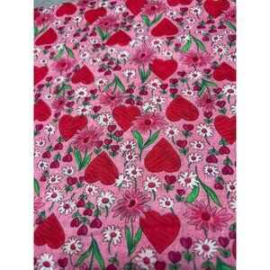 Luv By Jodi Doriguzzi Pink Heart & Flower Fabric 1/2 yard x 44" Cotton General F